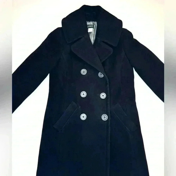 J. CREW Women’s Black 90 % Wool 10% cashmere Over Coat Jacket Size-4T - Picture 3 of 10